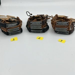 Faith Hope Believe Leather Bracelet! 3 sets to choose from. (SKU 224)